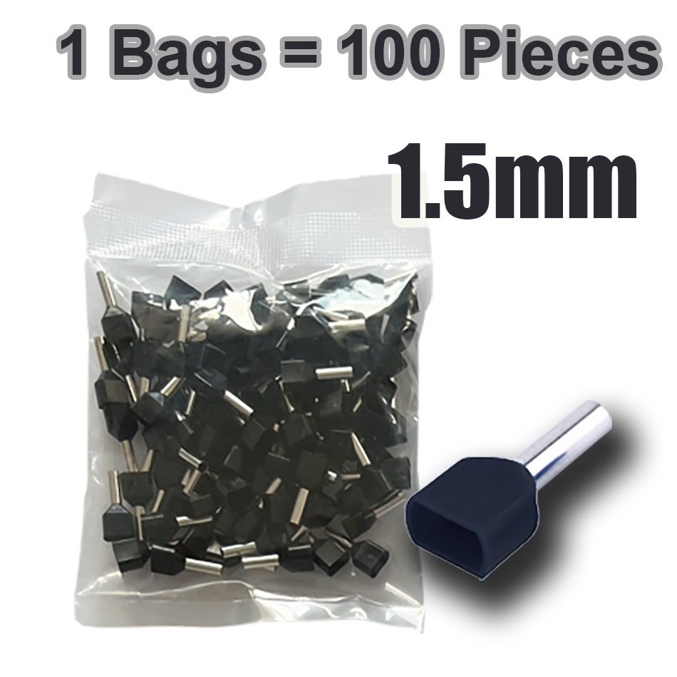 TE1508 Twin Cord End Terminal – 1.5mm², Pack of 100