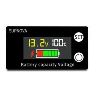 DC Battery Capacity & Voltage Indicator with Temp Sensor & Alarm