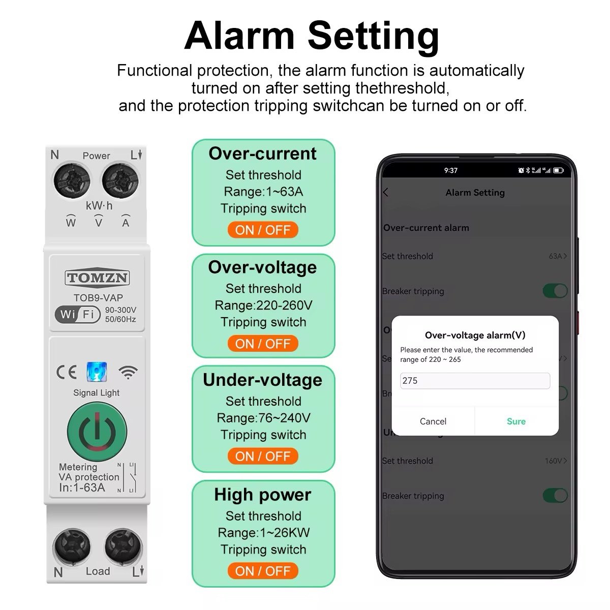 Tomzn Wifi Smart Switch 63A - Tuya / SmartLife - Image 2