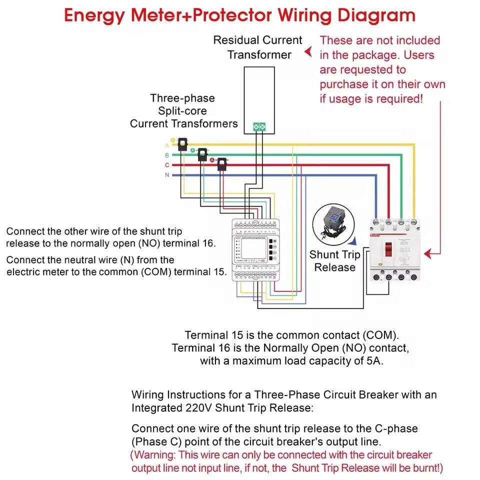 3 phase WiFi Smart Meter / protector with CT 200A to 1000A - Image 5