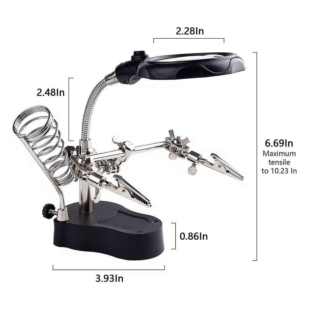 Helping Hands Soldering Stand with LED Light & Magnifying Glass - Image 3