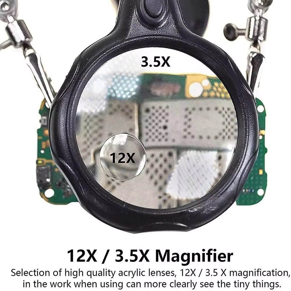 Helping Hands Soldering Stand with LED Light & Magnifying Glass - Image 4