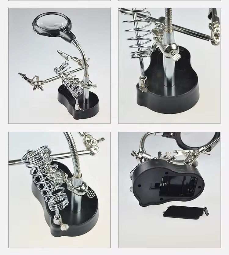 Helping Hands Soldering Stand with LED Light & Magnifying Glass - Image 7