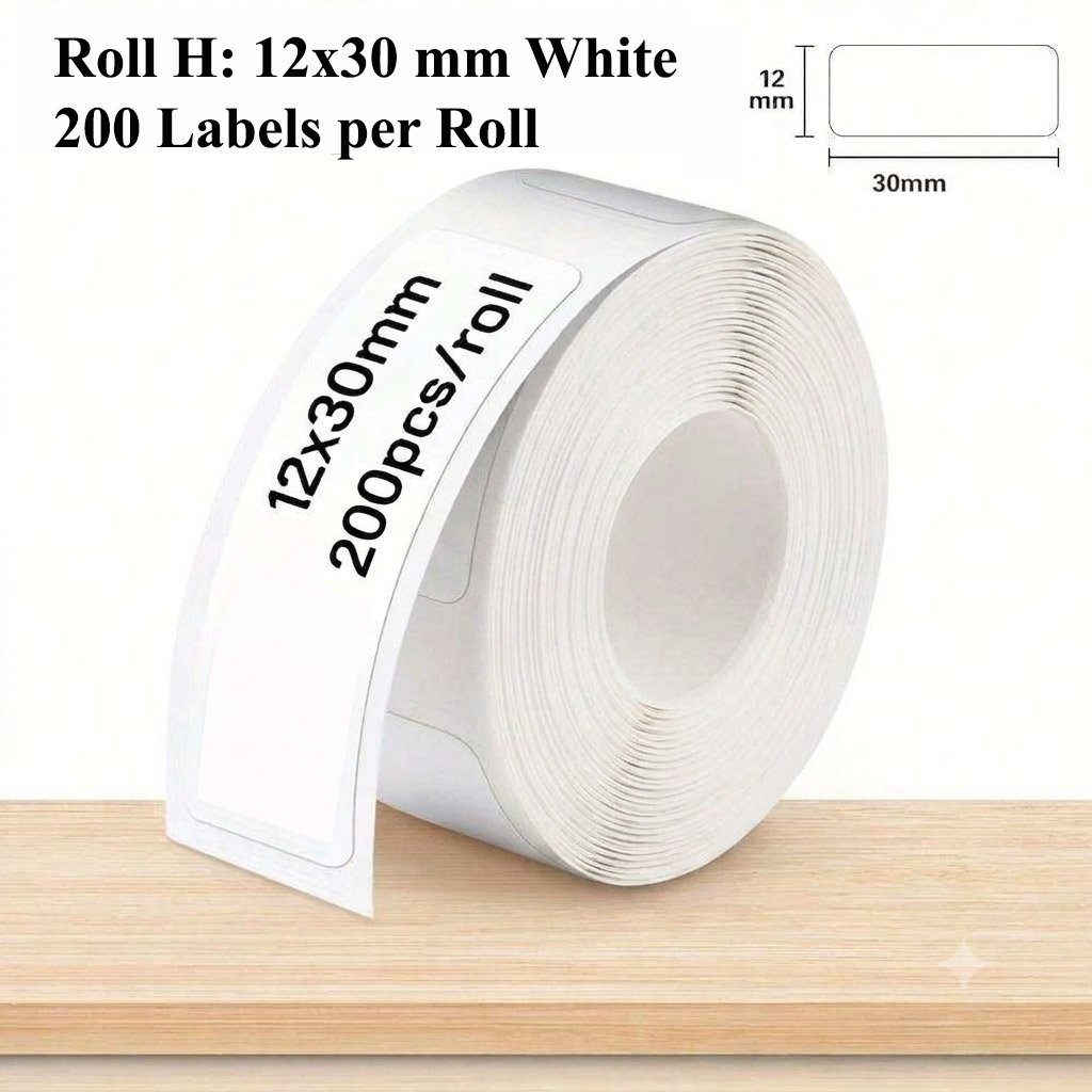 Label Roll H - 12x30 mm White - 200 Labels/Roll